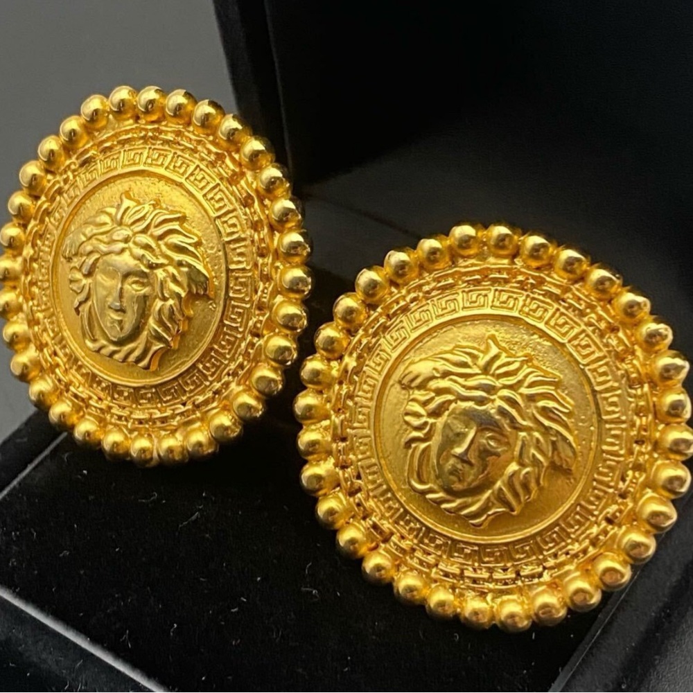 Authentic Versace Gold Medusa Coin Earrings